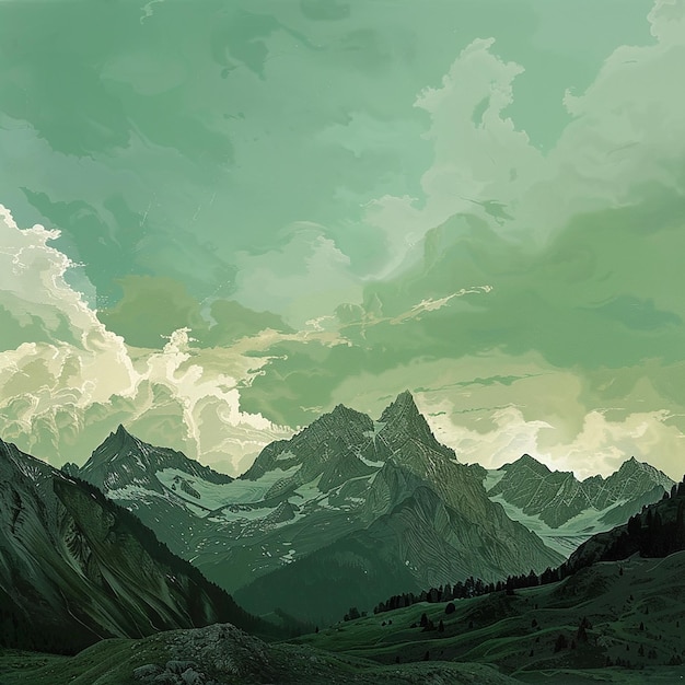 Verdant Peaks Skys Embrace