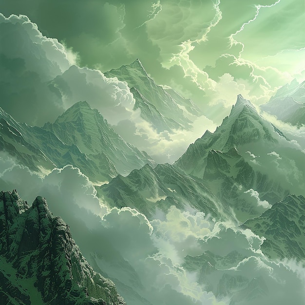 Verdant Peaks Skys Embrace