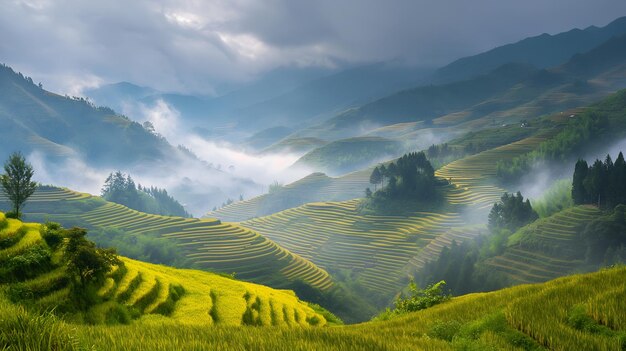 Verdant Symphony A Telephoto View of Sapas Rice Terraces in All Their Glory