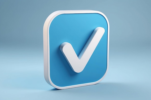 verification icon on blue tick mark icon 3d rendering vector illustration