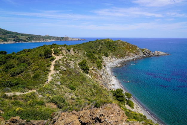 Vermeille coast in south sea beach Pyrenees Orientales in Languedoc-Roussillon France