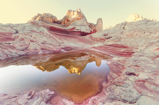 Photo vermilion cliffs national monument. landscapes at sunrise. unusual mountains landscape. beautiful natural background.