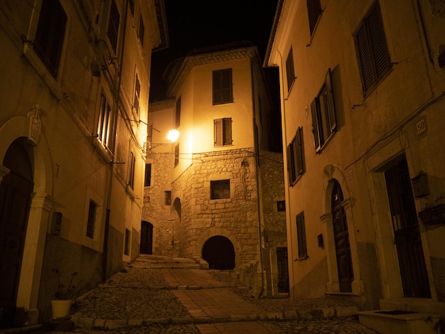 Veroli medieval village lazio frosinone night view