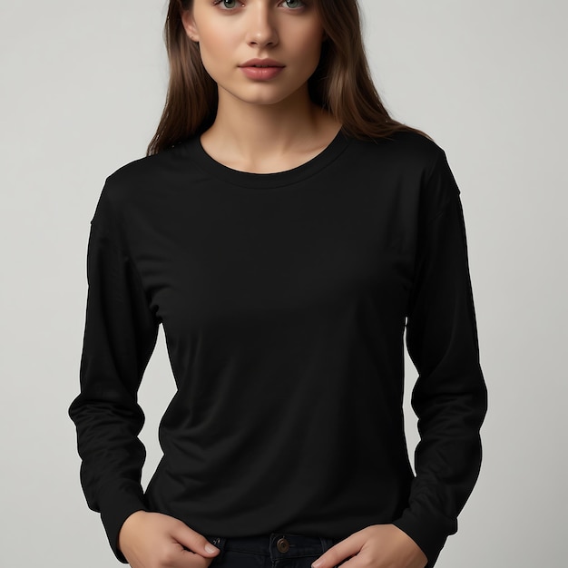 Versatile Blank Black Tee Mockup on Male Figure