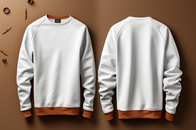 Versatile blank sweatshirt mockup 3Drendered front and back views