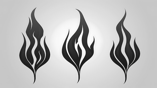 Versatile fire icon set featuring various flame designs with dynamic and stylized shapes glowing effects and vibrant colors on a dark background for digital projects