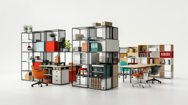 Versatile Modular Office Shelving on White Background