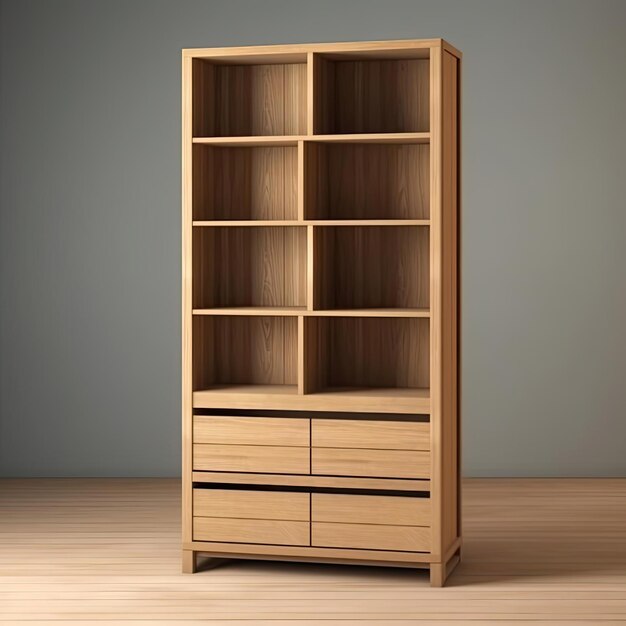 A versatile and practical wooden storage cabinet with drawers and shelves