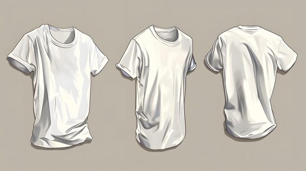 Photo versatile white tshirt mockup front back and side views in a minimalist setting minimalist white tsh