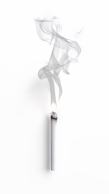 Vertical AI illustration ignited cigarette on a pure white backdrop Social problem concept