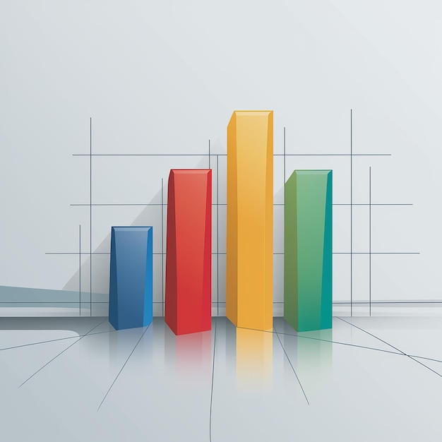 Photo vertical bar chart with five bars of different heights