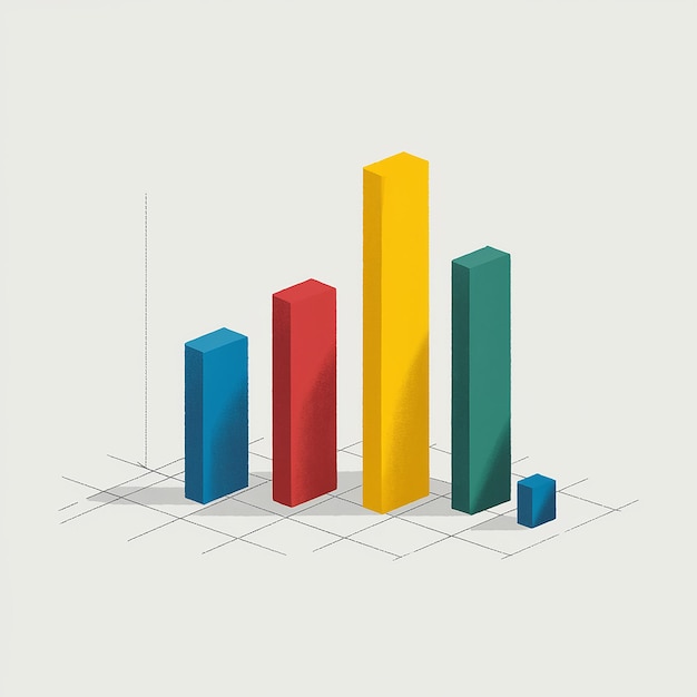 Photo vertical bar chart with five bars of different heights