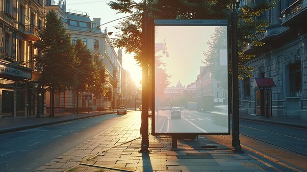 Photo vertical blank billboard at bus stop on street