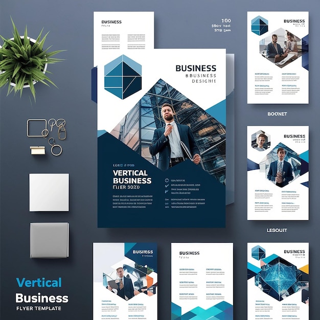 Photo vertical business flyer template