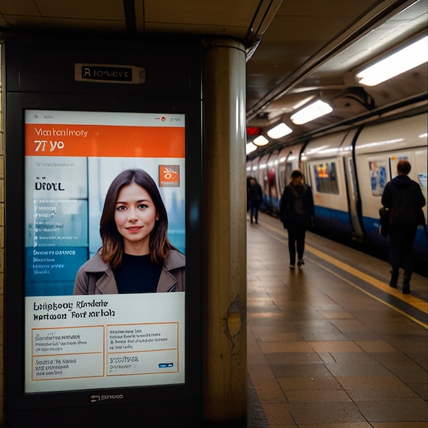 Photo vertical citylight ad screen in london metro underground station fullframe poster format