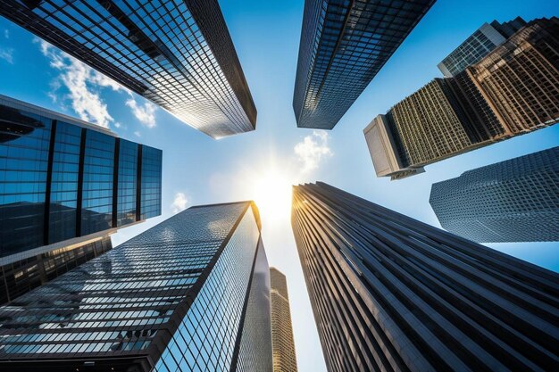 Vertical of a cityscape with tall skyscrapers in new york