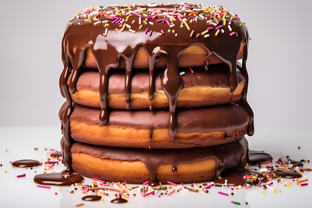 Vertical closeup shot of delicious donut choco birthday cake with donuts