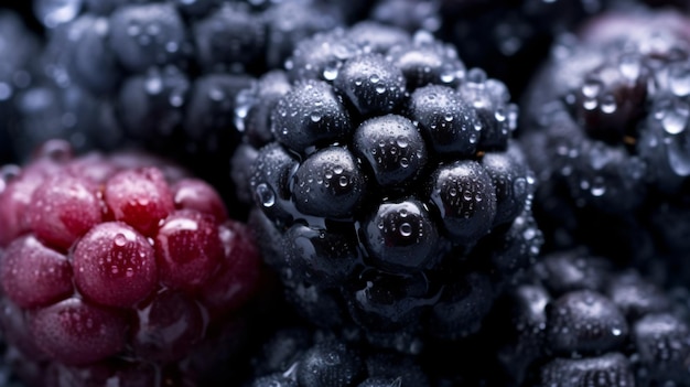 vertical closeup shot of details on frozen blackberry