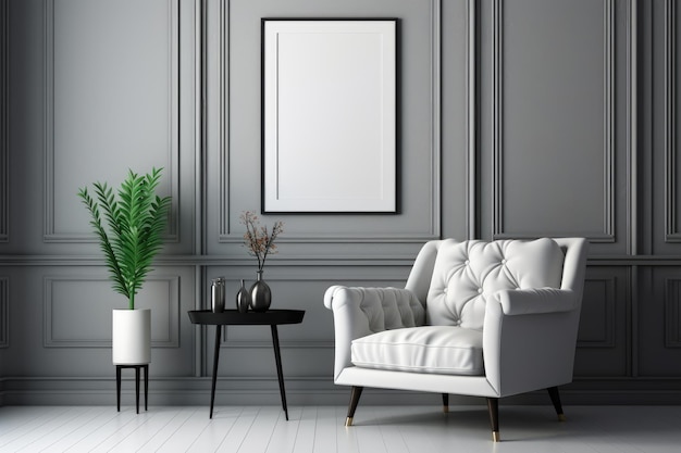 vertical empty white mockup frame Luxurious and minimalist room decoration