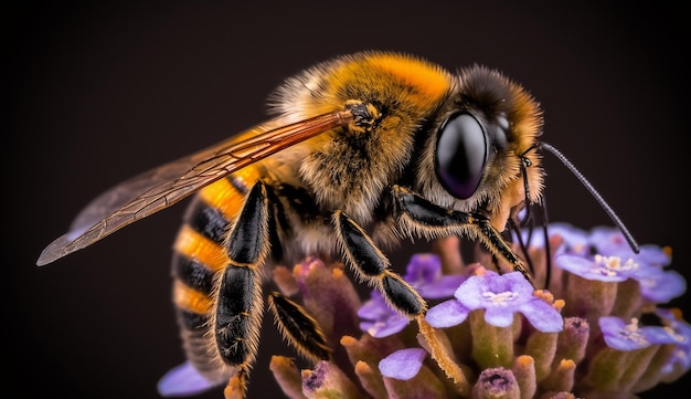 Vertical farming of robot bee on flower for honey AI Generated Image