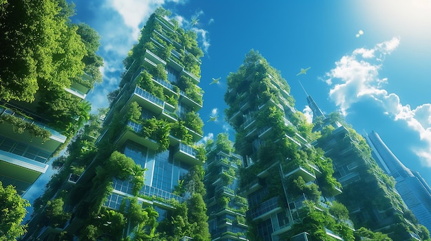 Vertical Forest Skyscrapers in Sustainable City Generative AI