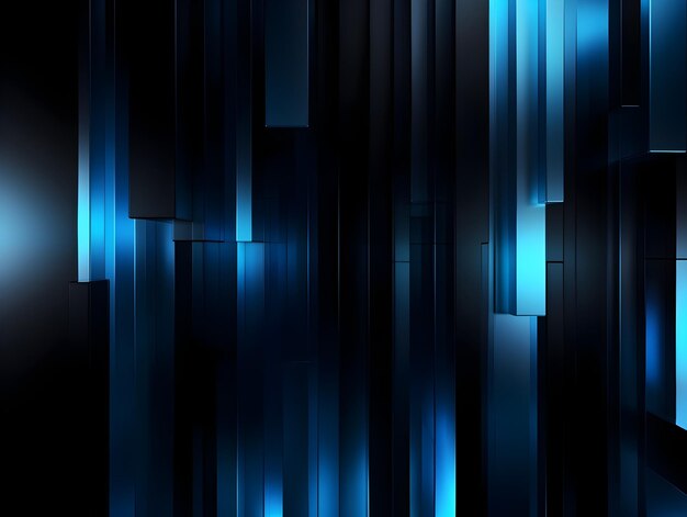 Photo vertical glitched digital technology backdrop with geometric shapes and streight lines in dark blue and black tones