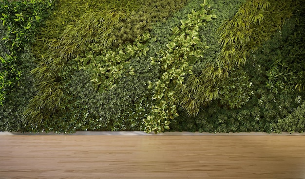 Vertical Green Wall in a living room interior 3d render