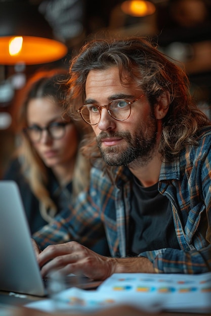 Vertical image of young business people working with