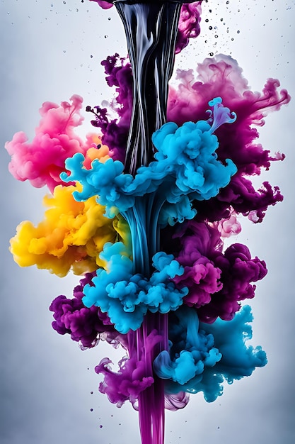 Vertical ink in water abstract background motion color wallpaper