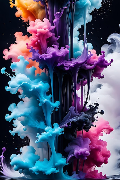 Vertical ink in water abstract background motion color wallpaper