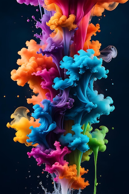 Vertical ink in water abstract background motion color wallpaper