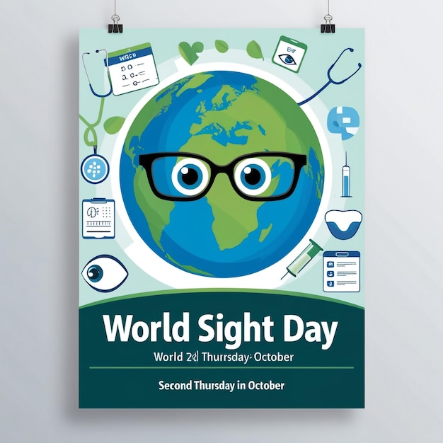 Photo vertical poster template for flat world sight day