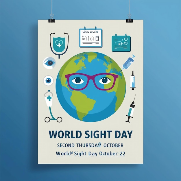 Photo vertical poster template for flat world sight day