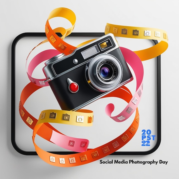 Photo vertical poster template for world photography day celebration