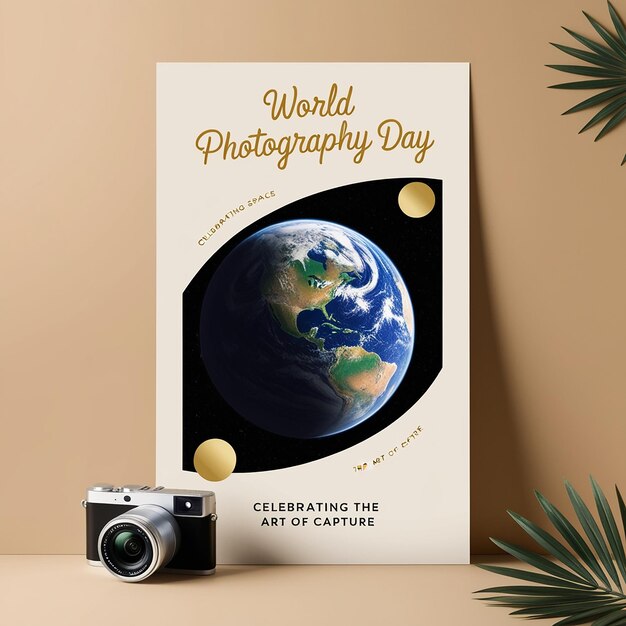 Photo vertical poster template for world photography day celebration