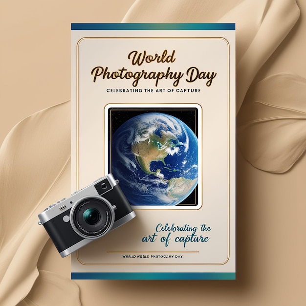 Photo vertical poster template for world photography day celebration