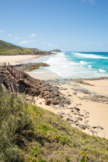 Vertical Scenic View of Seashore in a Sunny DayChampagne PoolsFraser IslandQueenslandAustralia