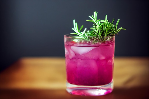 Vertical shot of Delicious Blackberry cocktail 3d illustrated