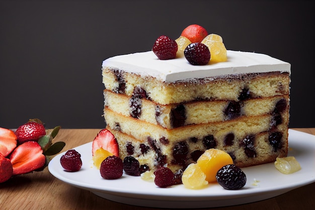 Vertical shot of delicious fruit cake