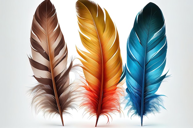 Vertical shot of different feathers Generative Ai