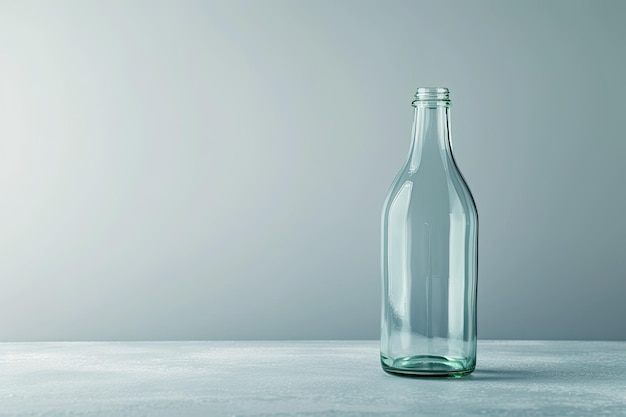 Photo vertical shot of an empty glass bottle isolated