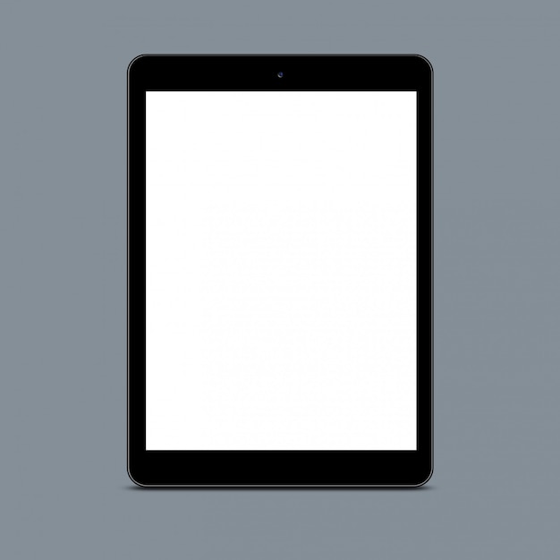 Vertical shot of empty screen touchpad against grey