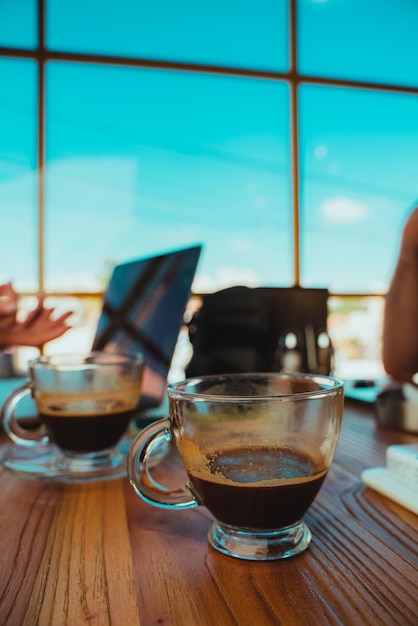 Vertical shot of an espresso co working space