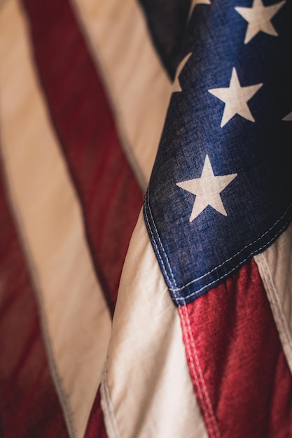 Vertical shot of the flag of the United States of America