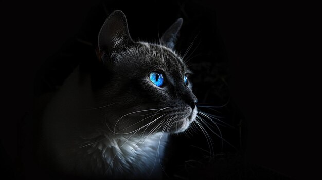 Vertical shot of a grey cat with blue eyes