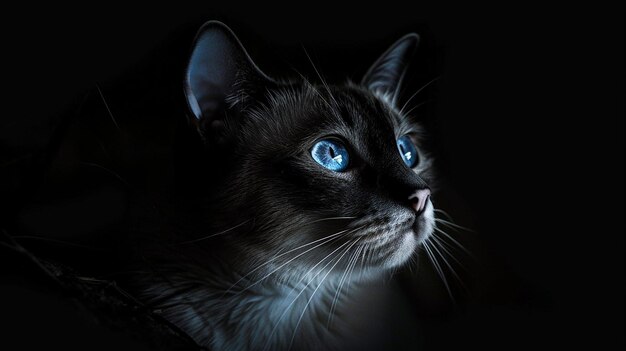 Vertical shot of a grey cat with blue eyes