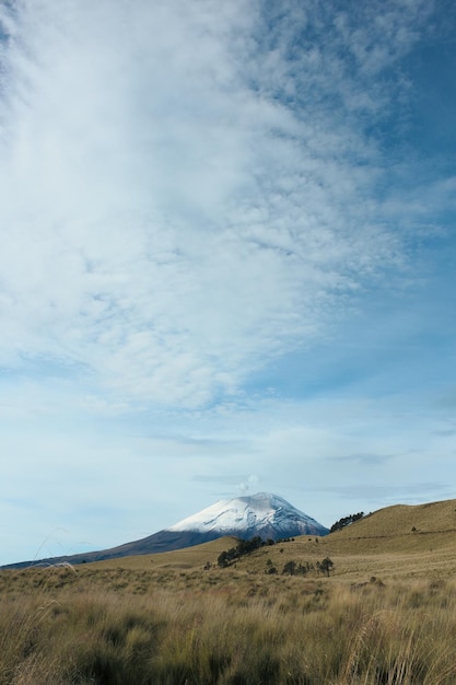 Vertical shot of the volcano Popocatepetl in Mexico