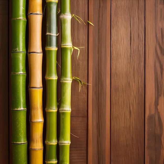 Vertical shot of a wooden surface with a bamboo great for background or wallpaper