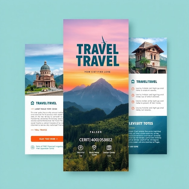 Vertical travel flyer template with photo