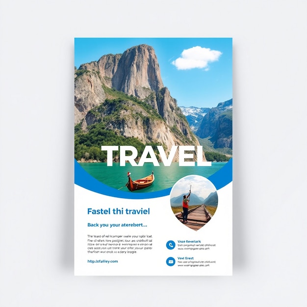 Vertical travel flyer template with photo